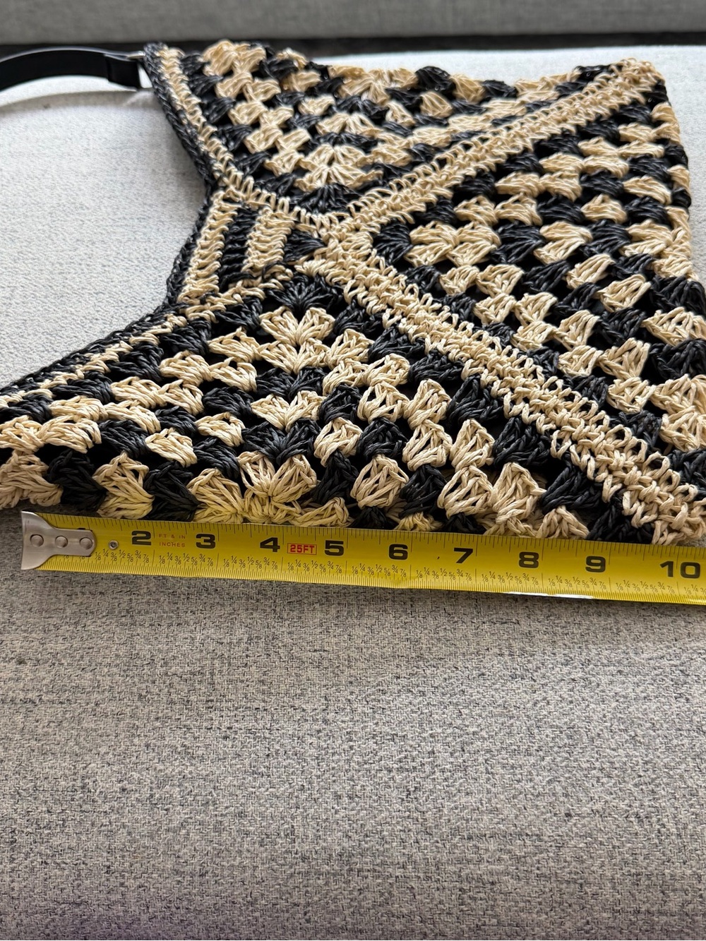 Handwoven Black and Natural Crochet Shoulder Bag - Picture 5 of 5